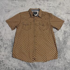 Cody James Men's Short Sleeve Western Brown Pearl Snap Shirt Geometric Sz M